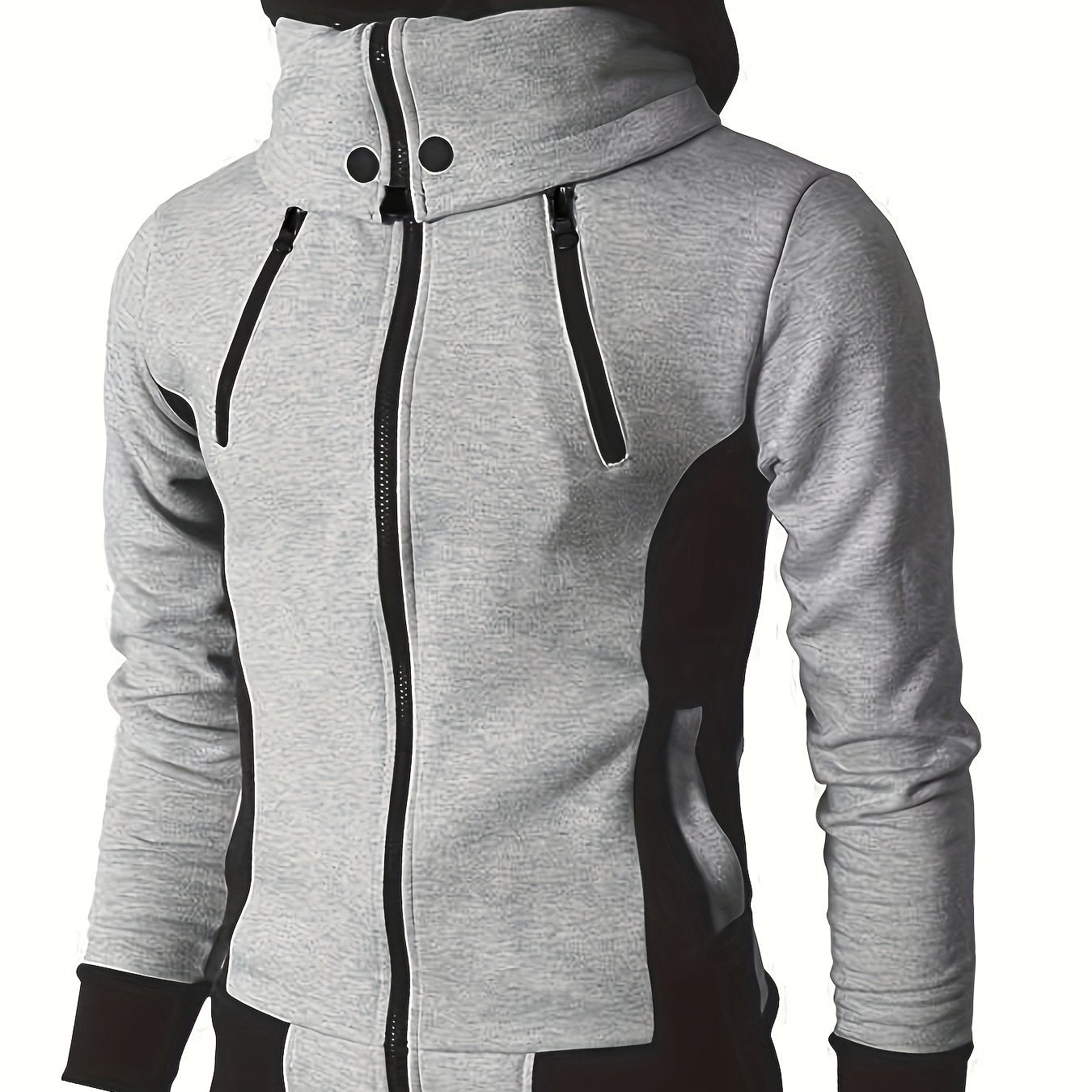 Thick Casual Hooded Jacket - Color Block Long Sleeve Hoodies With Zipper for Spring Fall Gym Sports
