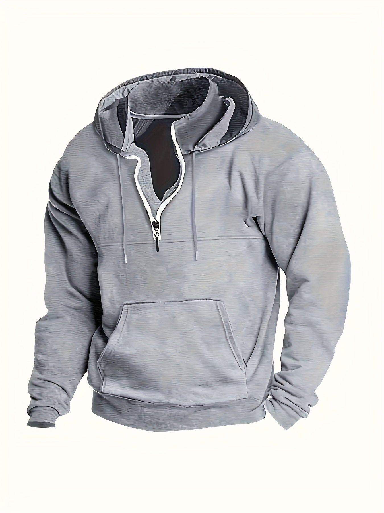 Men's Casual Half-Zip Hooded Sweatshirt: Cool Winter Fall Streetwear Hoodies for Men