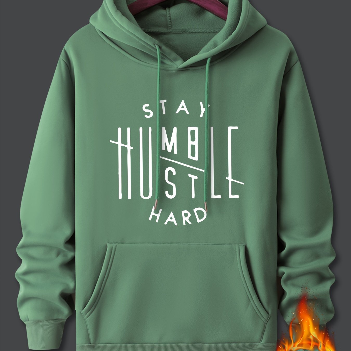 Stay Humble & Hustle Print Hoodie, Cool Hoodies For Men, Men's Casual Graphic Design Pullover Hooded Sweatshirt With Kangaroo Pocket Streetwear For Winter Fall, As Gifts