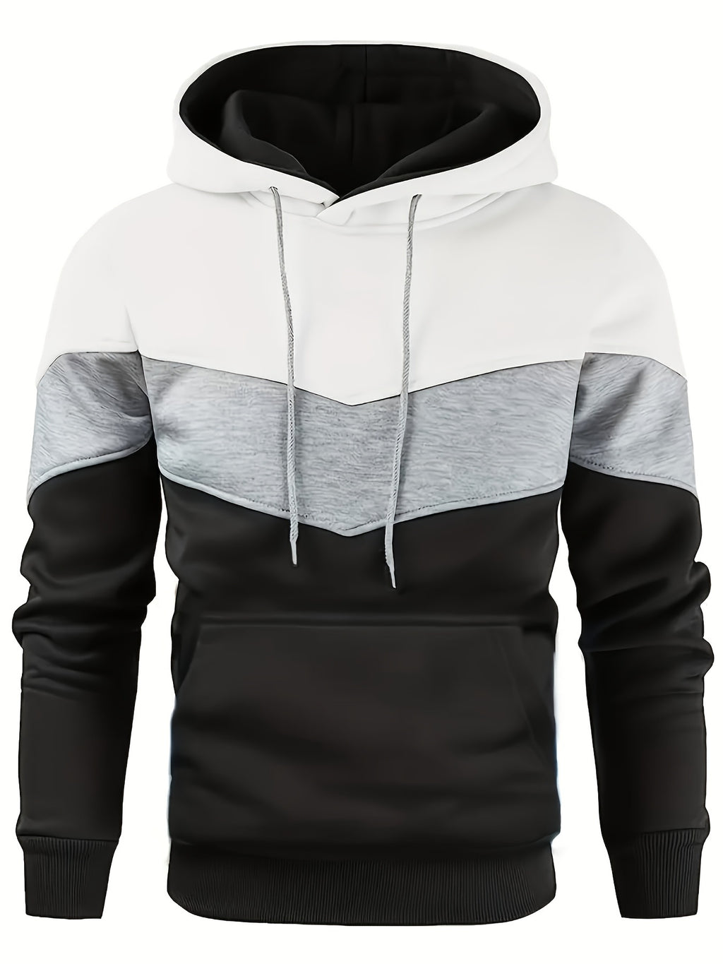 Color Block Print Hoodie, Cool Hoodies For Men, Men's Casual Graphic Design Pullover Hooded Sweatshirt With Kangaroo Pocket Streetwear For Winter Fall, As Gifts