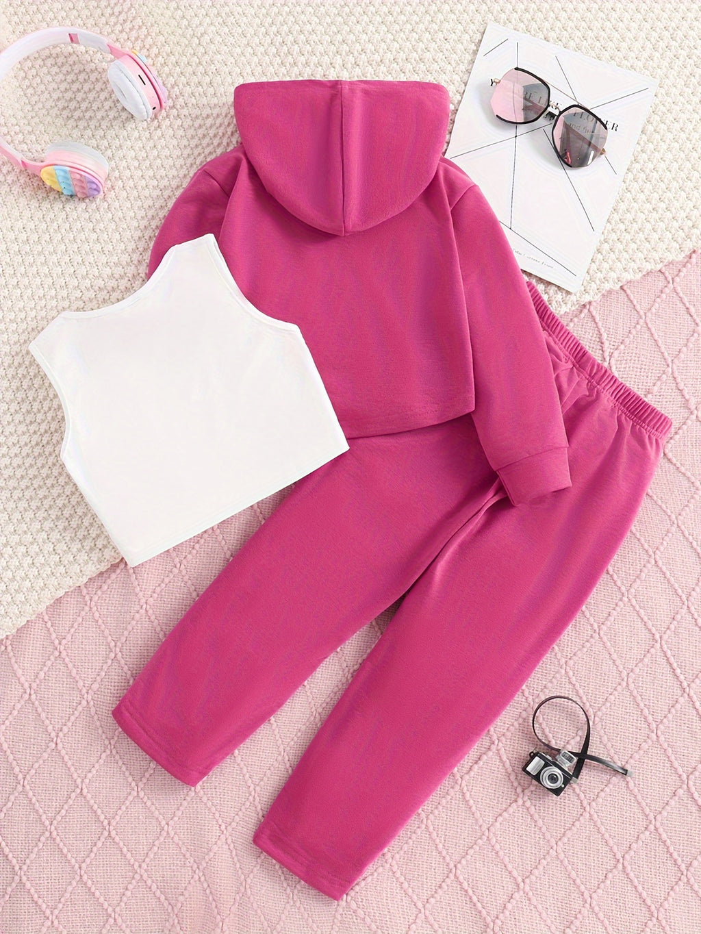 3pcs BROOKLYN Print Outfits Girls Hoodies + Tank Top + Jogger Pants Set Sports Spring Fall