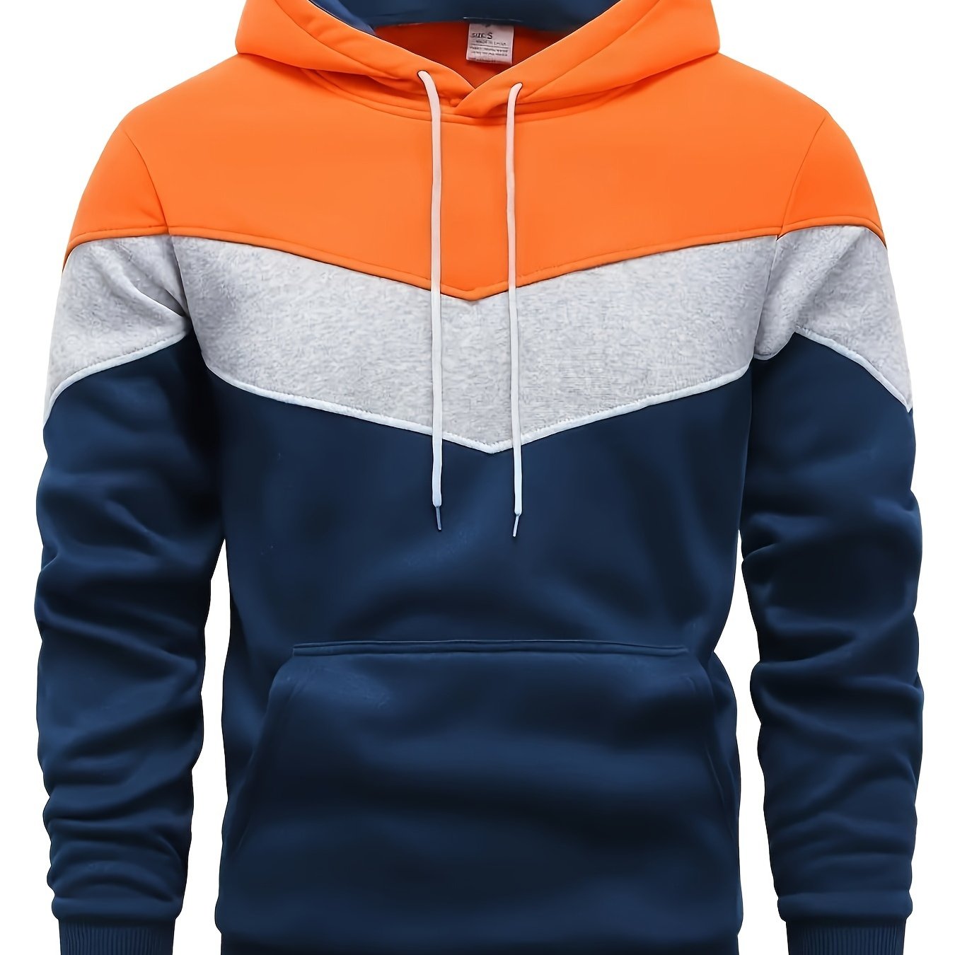 Color Block Print Hoodie, Cool Hoodies For Men, Men's Casual Graphic Design Pullover Hooded Sweatshirt With Kangaroo Pocket Streetwear For Winter Fall, As Gifts