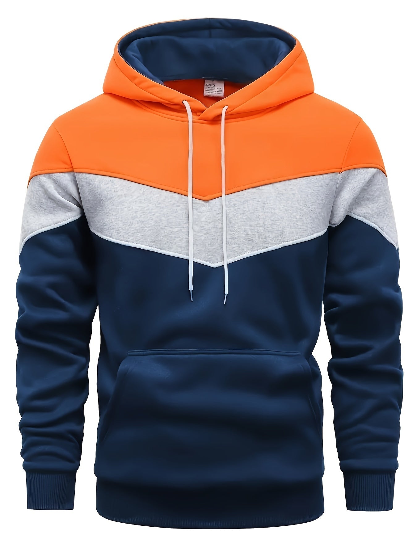 Color Block Print Hoodie, Cool Hoodies For Men, Men's Casual Graphic Design Pullover Hooded Sweatshirt With Kangaroo Pocket Streetwear For Winter Fall, As Gifts