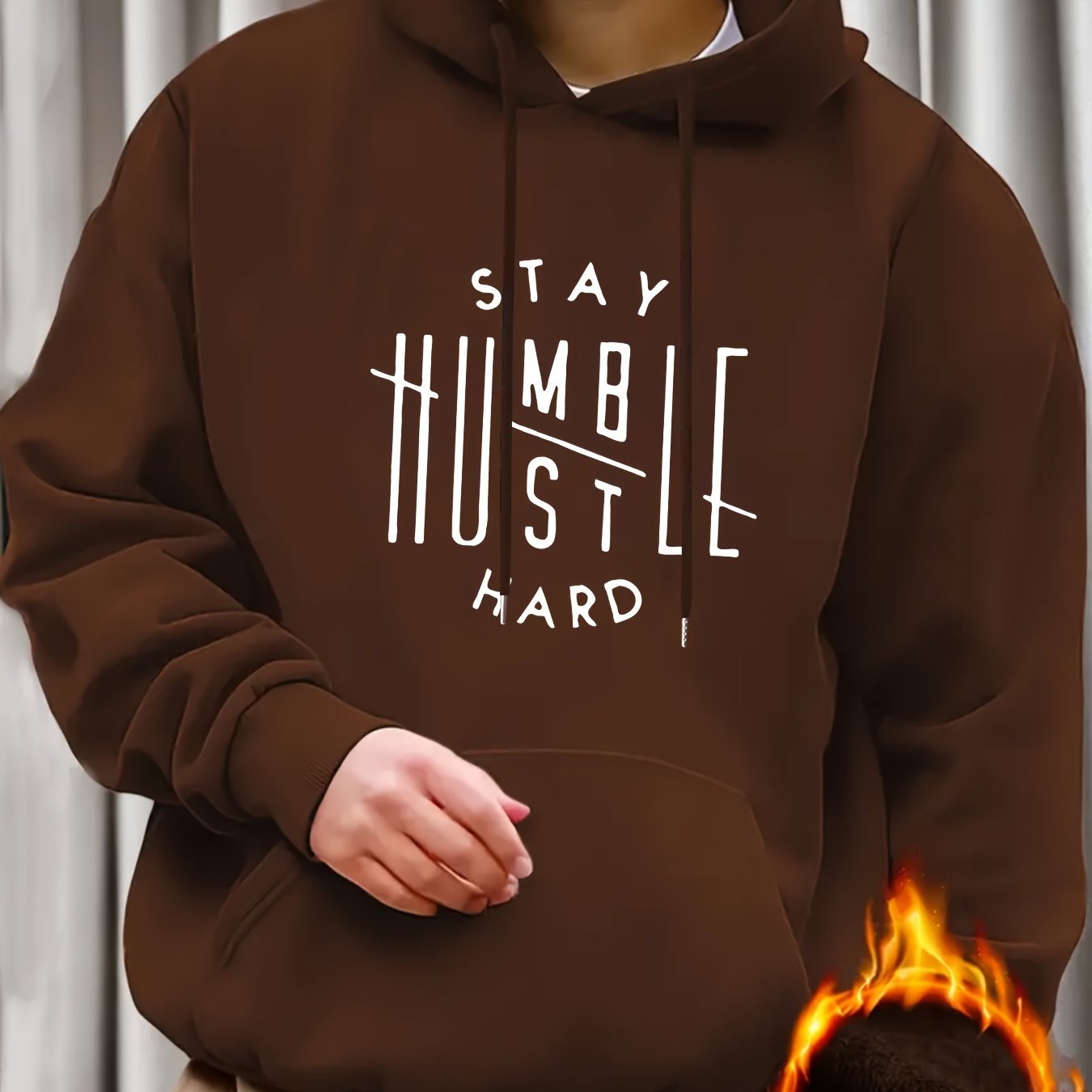 Stay Humble & Hustle Print Hoodie, Cool Hoodies For Men, Men's Casual Graphic Design Pullover Hooded Sweatshirt With Kangaroo Pocket Streetwear For Winter Fall, As Gifts
