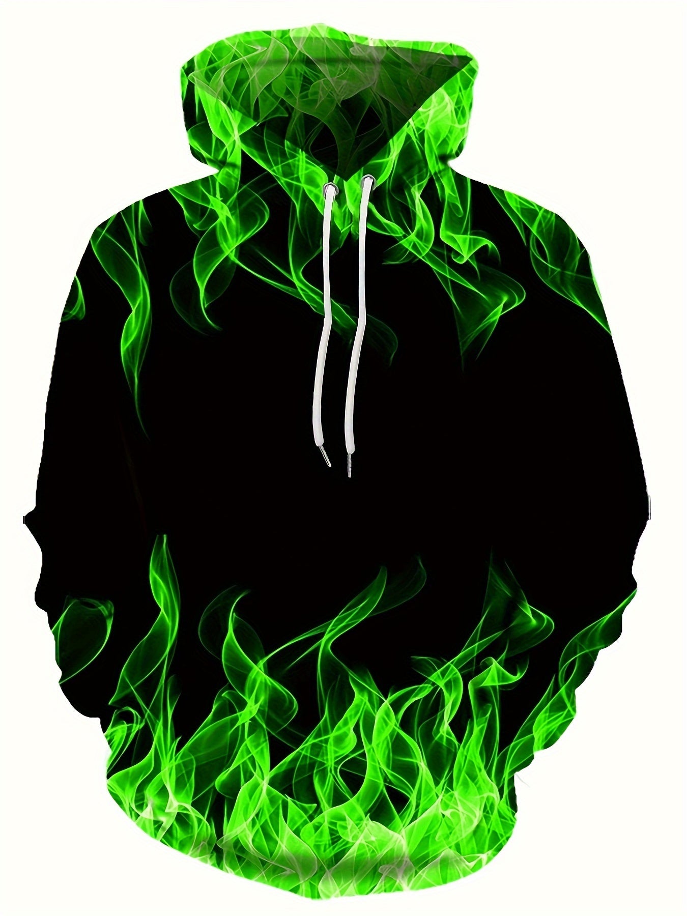 Creative Flame Print Hoodie, Cool Hoodies For Men, Men's Casual Graphic Design Pullover Hooded Sweatshirt With Kangaroo Pocket Streetwear For Winter Fall, As Gifts