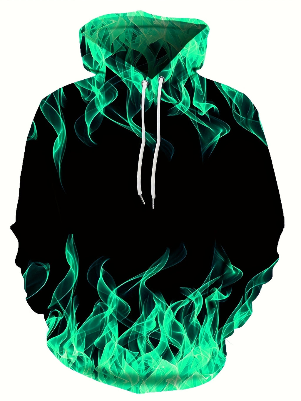 Creative Flame Print Hoodie, Cool Hoodies For Men, Men's Casual Graphic Design Pullover Hooded Sweatshirt With Kangaroo Pocket Streetwear For Winter Fall, As Gifts