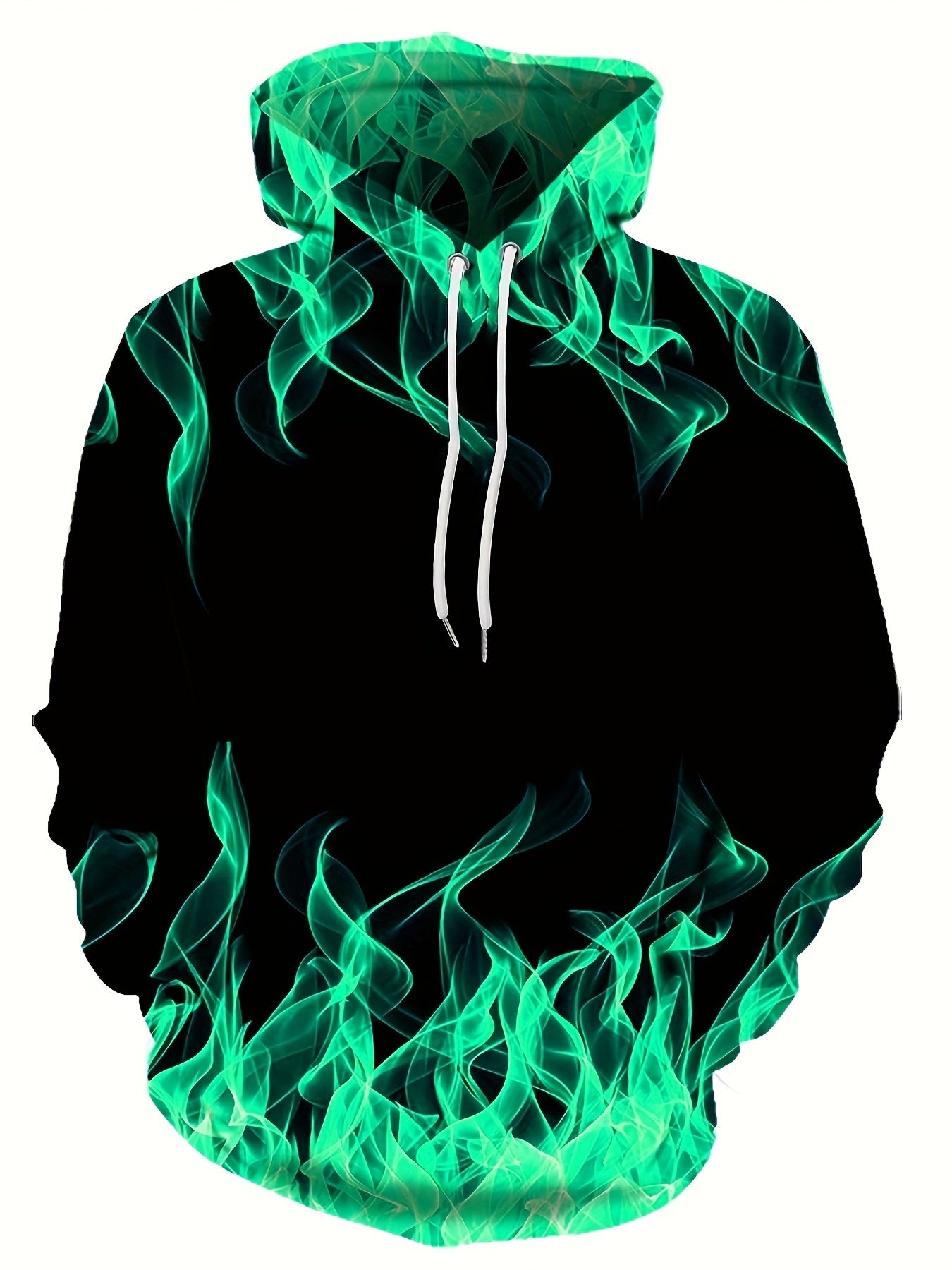 Creative Flame Print Hoodie, Cool Hoodies For Men, Men's Casual Graphic Design Pullover Hooded Sweatshirt With Kangaroo Pocket Streetwear For Winter Fall, As Gifts