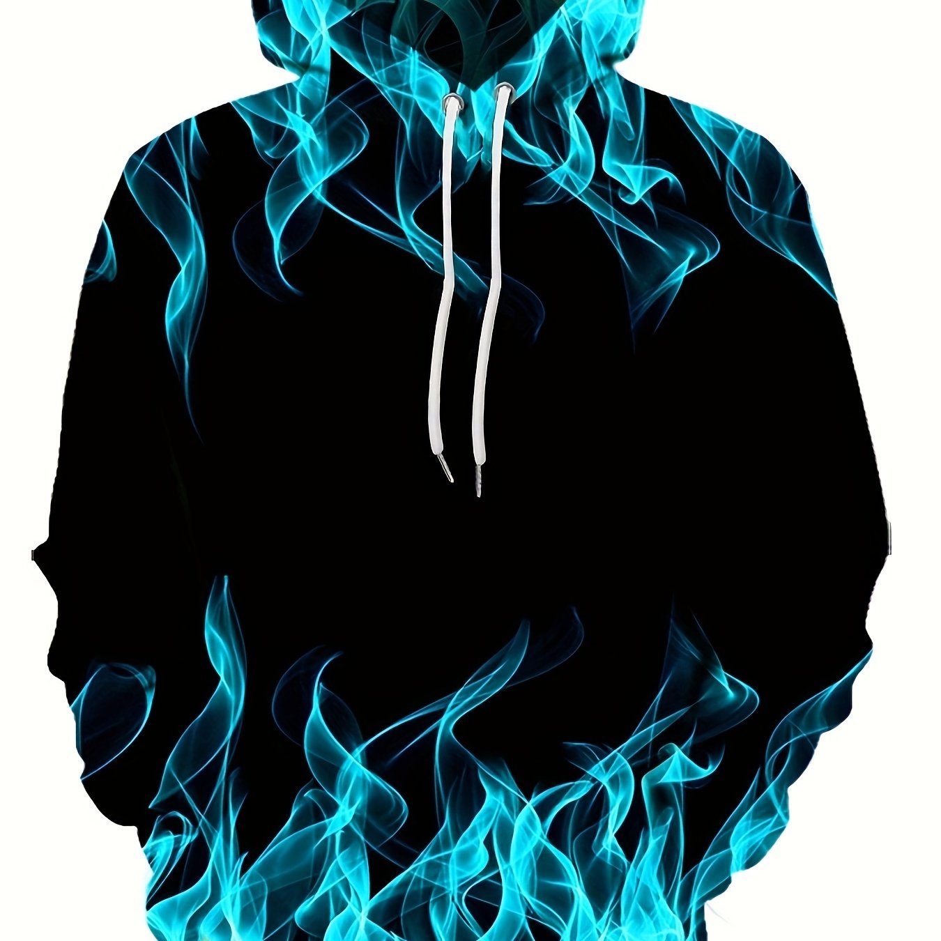 Creative Flame Print Hoodie, Cool Hoodies For Men, Men's Casual Graphic Design Pullover Hooded Sweatshirt With Kangaroo Pocket Streetwear For Winter Fall, As Gifts