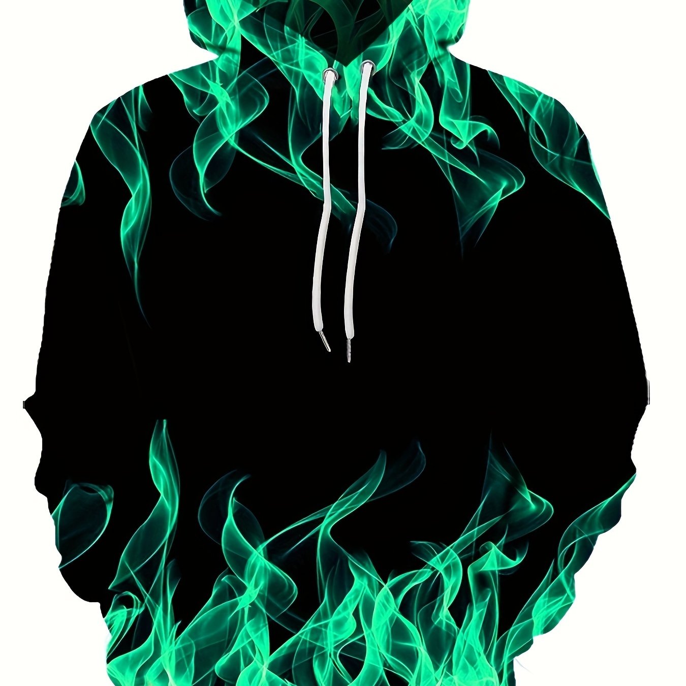 Creative Flame Print Hoodie, Cool Hoodies For Men, Men's Casual Graphic Design Pullover Hooded Sweatshirt With Kangaroo Pocket Streetwear For Winter Fall, As Gifts