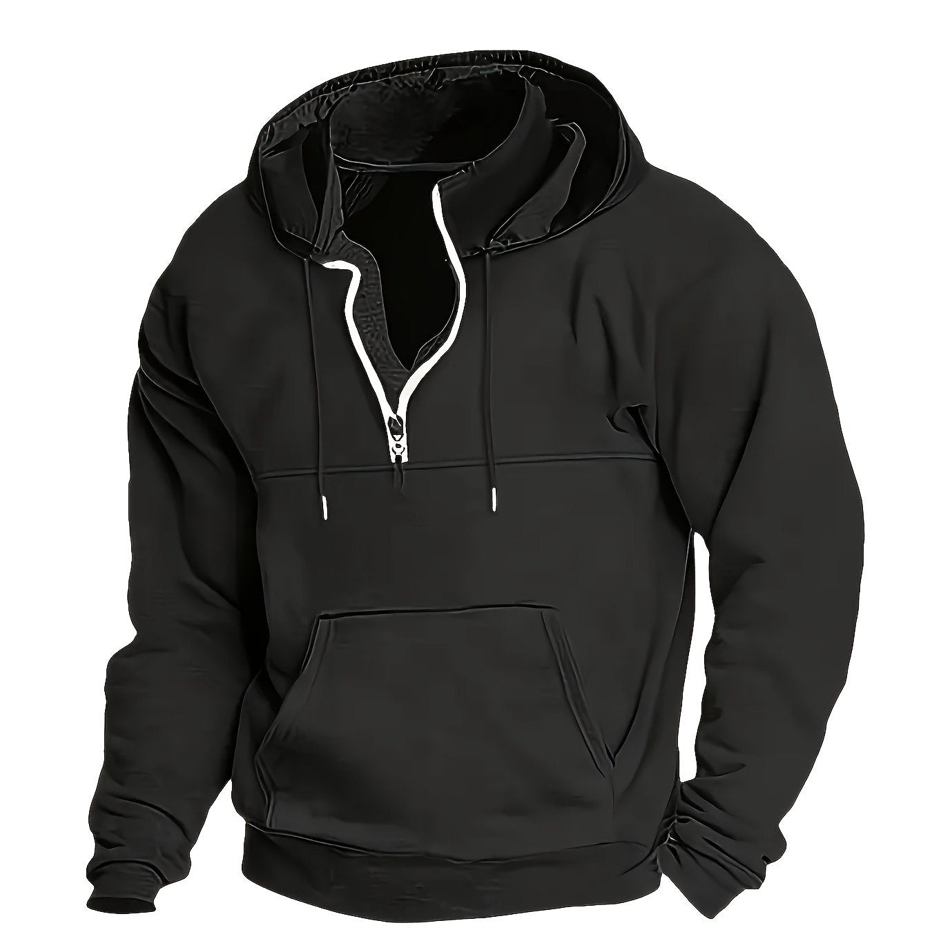 Men's Casual Half-Zip Hooded Sweatshirt: Cool Winter Fall Streetwear Hoodies for Men