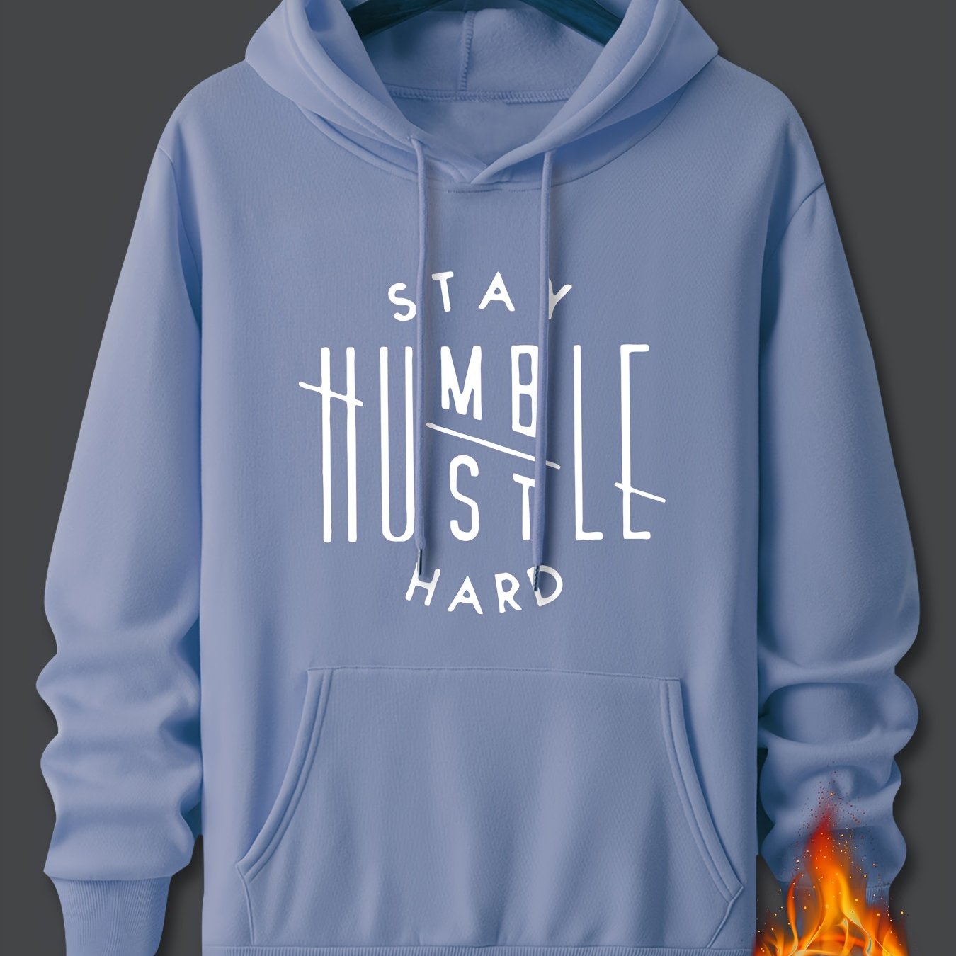 Stay Humble & Hustle Print Hoodie, Cool Hoodies For Men, Men's Casual Graphic Design Pullover Hooded Sweatshirt With Kangaroo Pocket Streetwear For Winter Fall, As Gifts