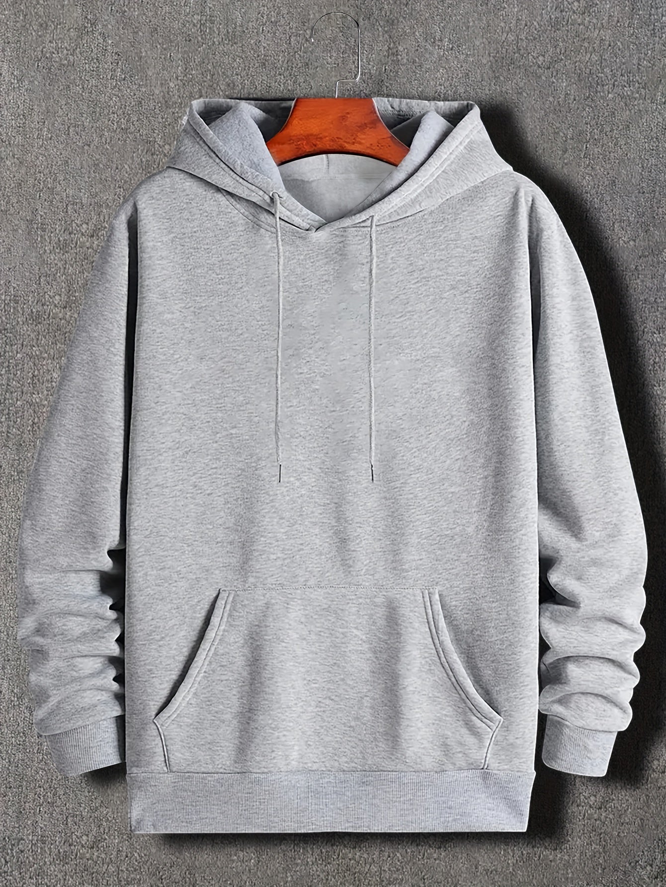 [Graphic Hoodie, Comfy Trendy] Comfy Graphic Hoodie - Solid Color Hoodies For Men - Kangaroo Pocket Loose Drawstring Trendy Hooded Pullover For Autumn Winter