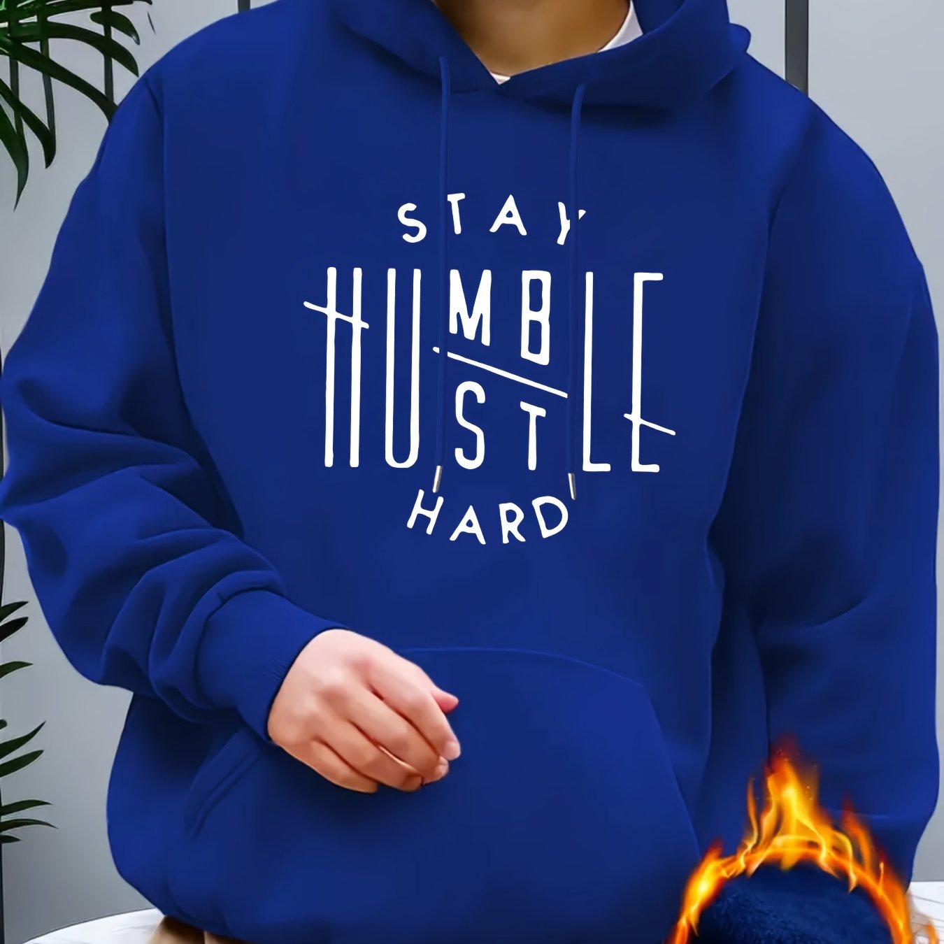 Stay Humble & Hustle Print Hoodie, Cool Hoodies For Men, Men's Casual Graphic Design Pullover Hooded Sweatshirt With Kangaroo Pocket Streetwear For Winter Fall, As Gifts