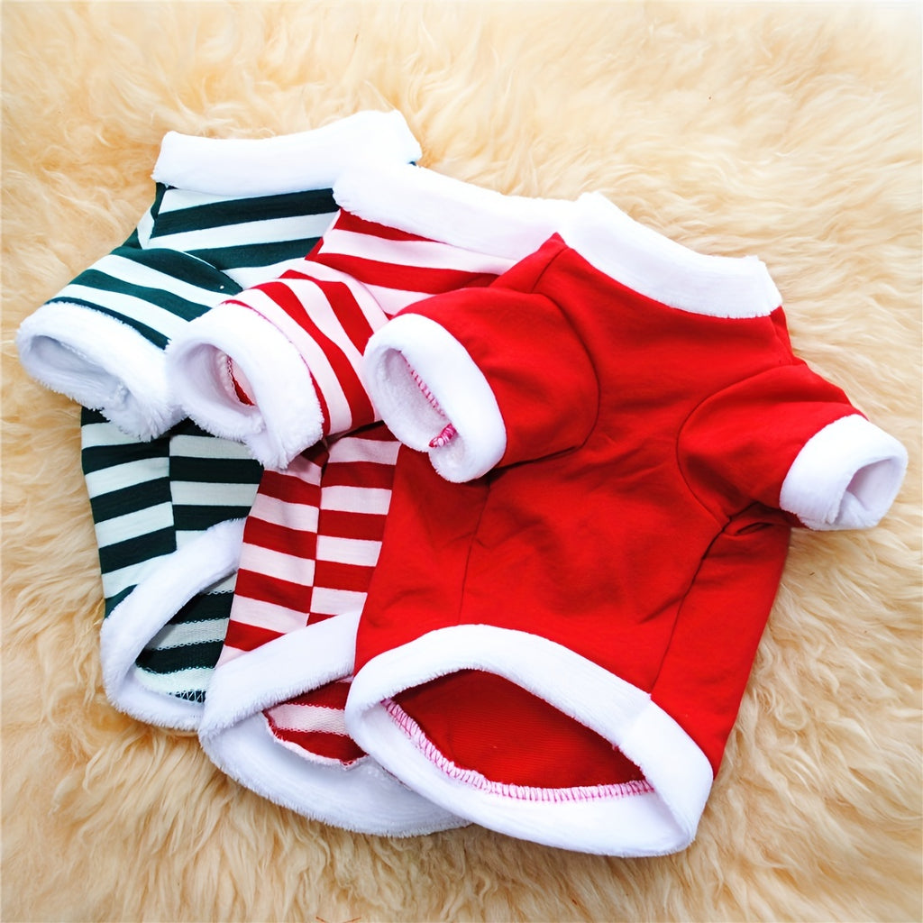 Striped Festive Dog Hoodie - Hoodies with Letter Graphic, New Year Style, Soft and Cozy Pet Sweatshirt for Christmas and Festival Wearing, Adorable Dog Apparel for Small to Large Breeds