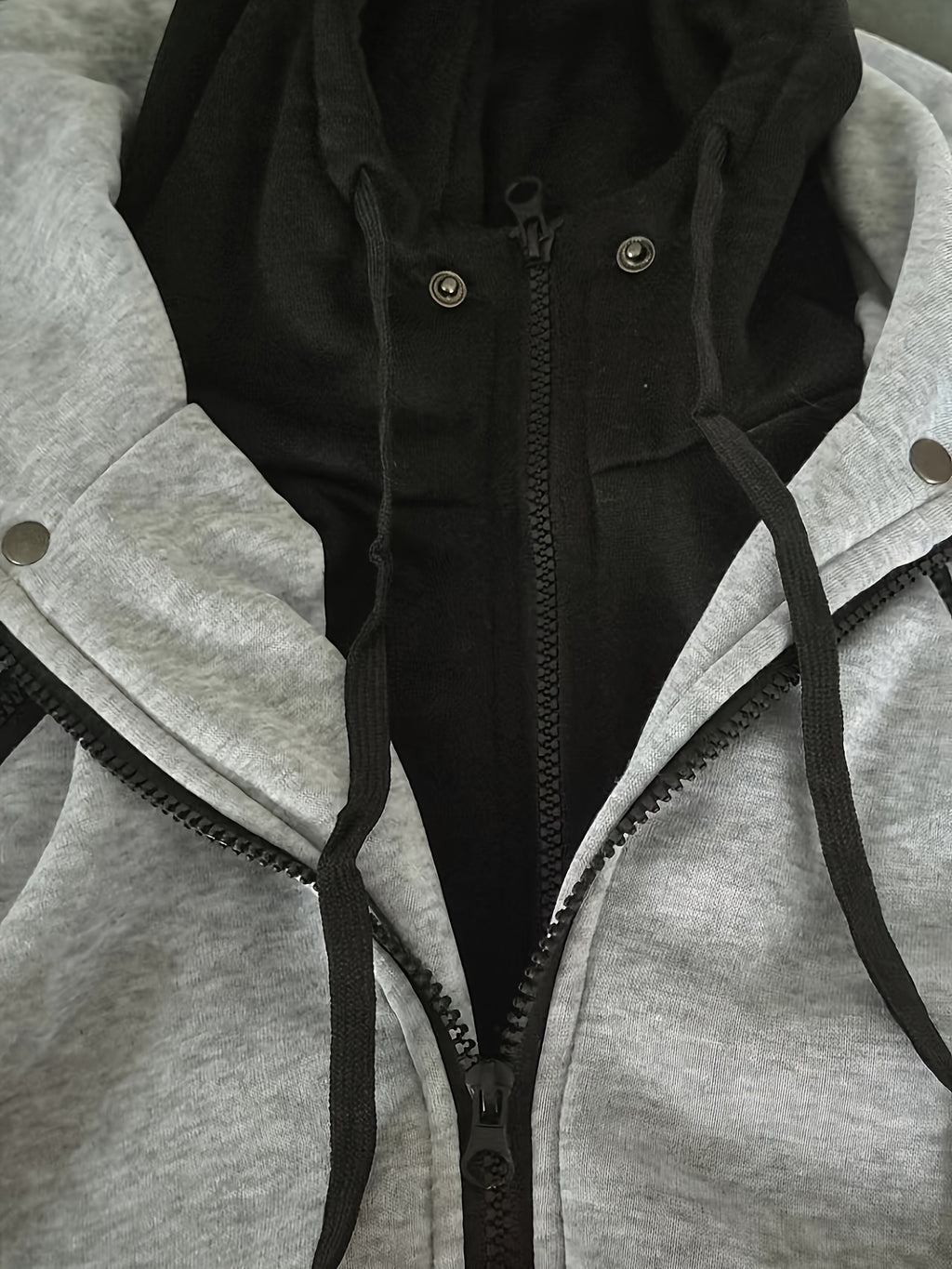 Thick Casual Hooded Jacket - Color Block Long Sleeve Hoodies With Zipper for Spring Fall Gym Sports