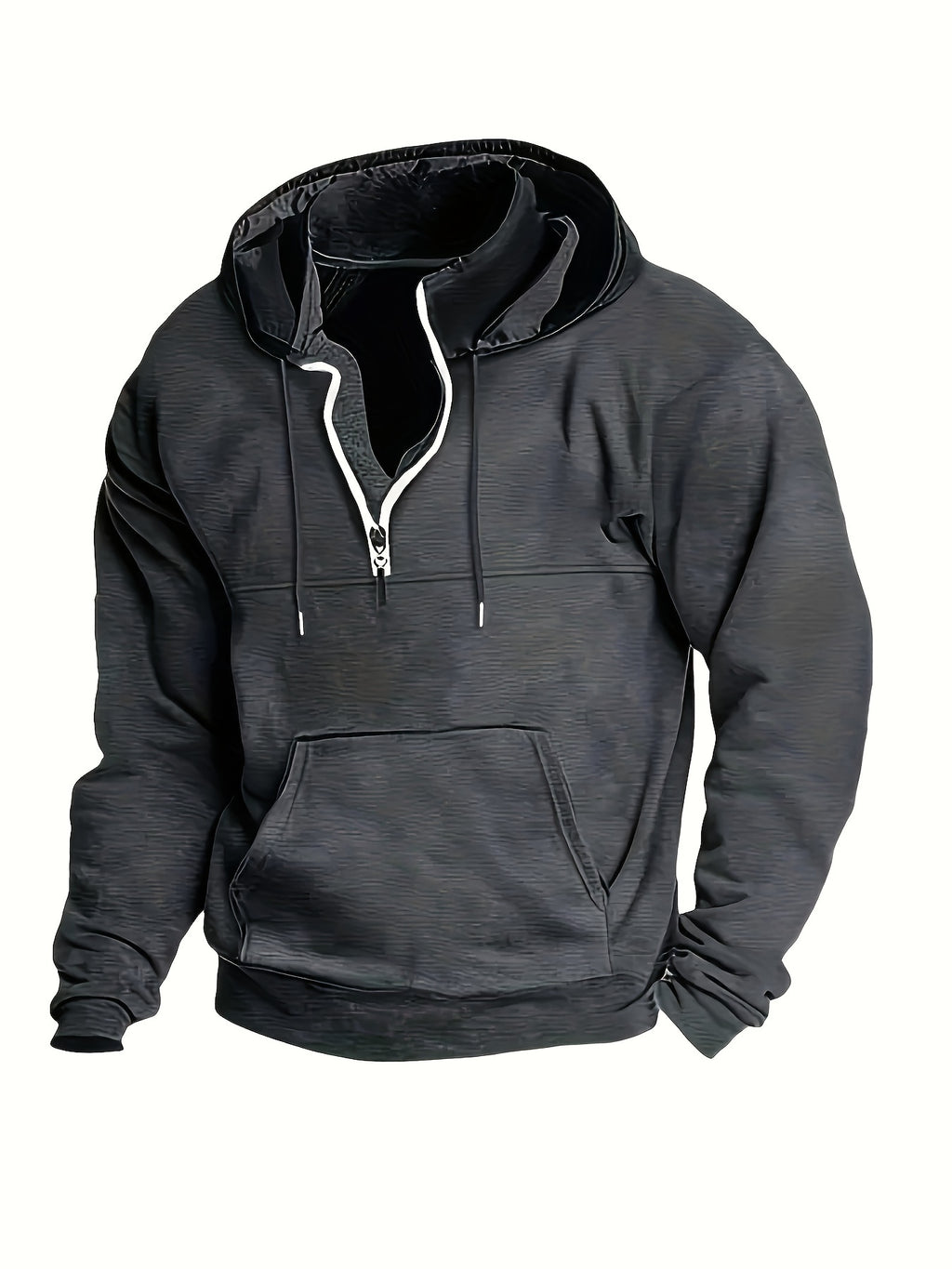 Men's Casual Half-Zip Hooded Sweatshirt: Cool Winter Fall Streetwear Hoodies for Men
