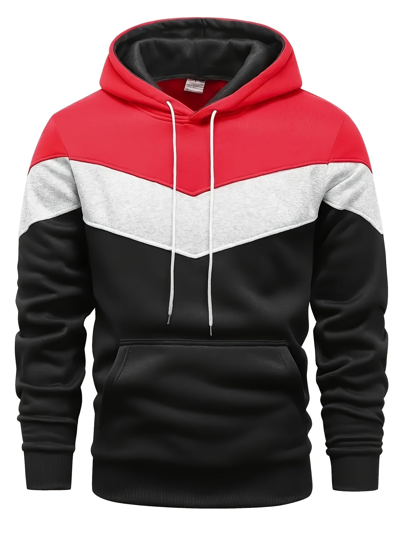 Color Block Print Hoodie, Cool Hoodies For Men, Men's Casual Graphic Design Pullover Hooded Sweatshirt With Kangaroo Pocket Streetwear For Winter Fall, As Gifts
