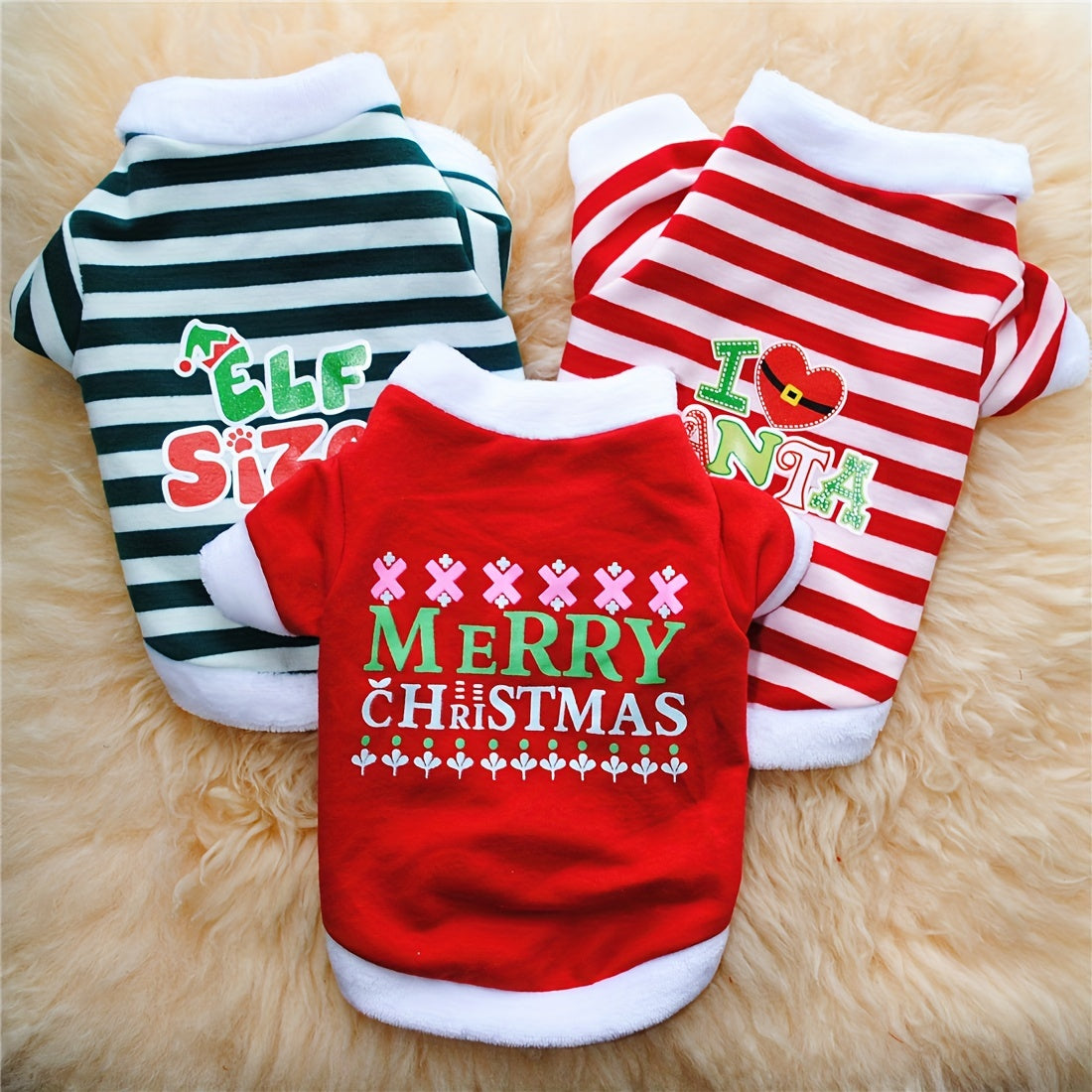 Striped Festive Dog Hoodie - Hoodies with Letter Graphic, New Year Style, Soft and Cozy Pet Sweatshirt for Christmas and Festival Wearing, Adorable Dog Apparel for Small to Large Breeds