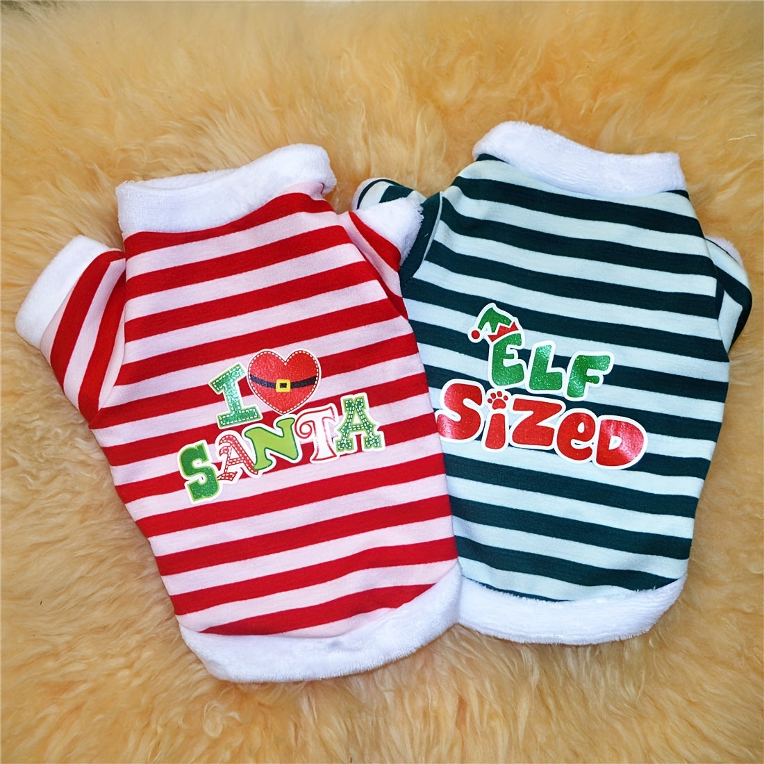 Striped Festive Dog Hoodie - Hoodies with Letter Graphic, New Year Style, Soft and Cozy Pet Sweatshirt for Christmas and Festival Wearing, Adorable Dog Apparel for Small to Large Breeds
