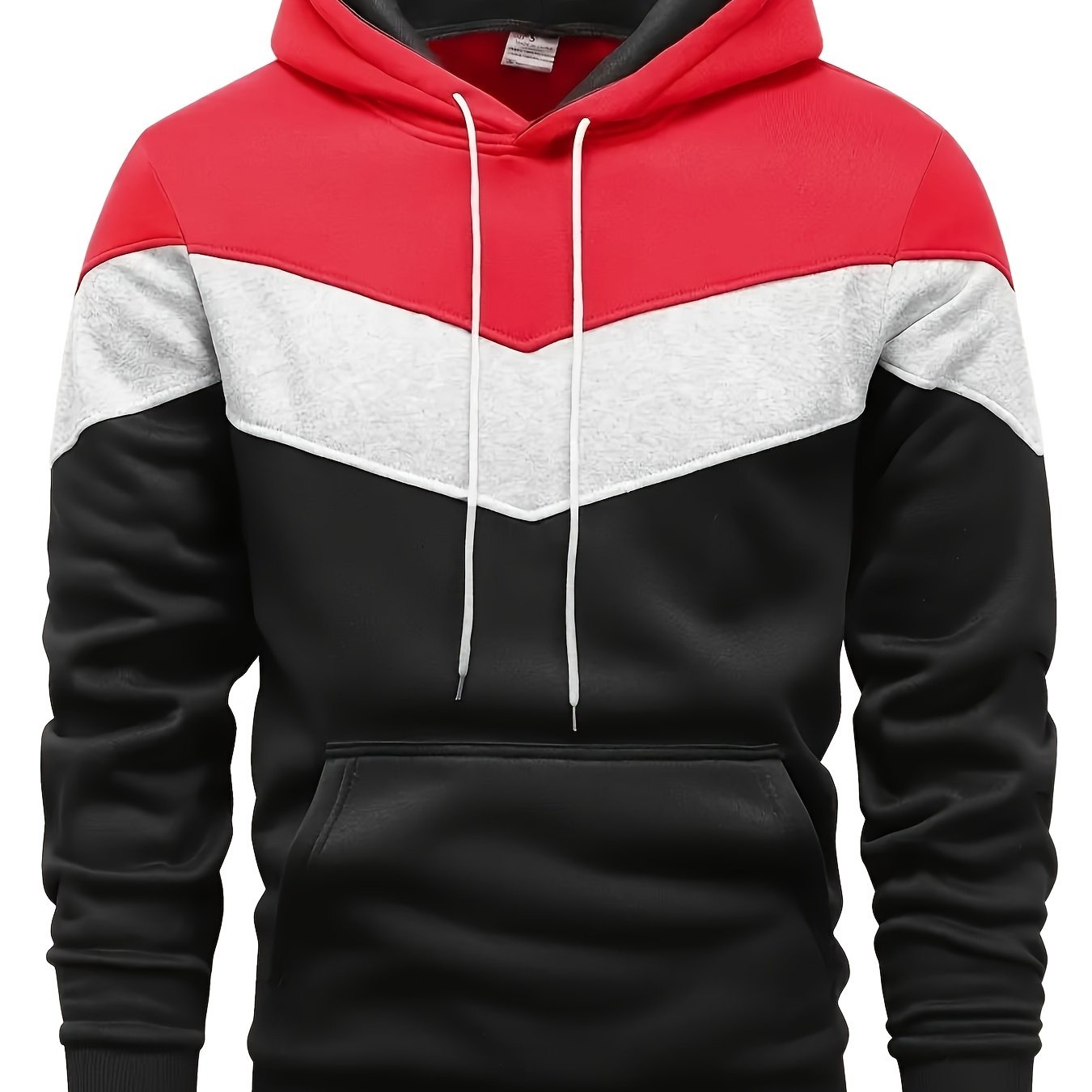 Color Block Print Hoodie, Cool Hoodies For Men, Men's Casual Graphic Design Pullover Hooded Sweatshirt With Kangaroo Pocket Streetwear For Winter Fall, As Gifts