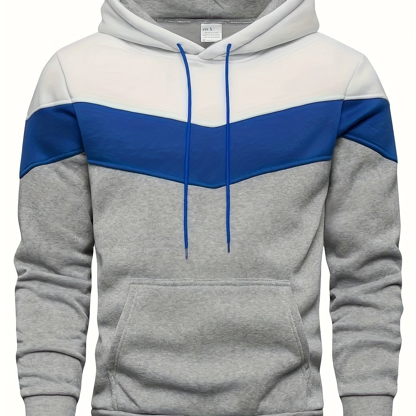Color Block Print Hoodie, Cool Hoodies For Men, Men's Casual Graphic Design Pullover Hooded Sweatshirt With Kangaroo Pocket Streetwear For Winter Fall, As Gifts