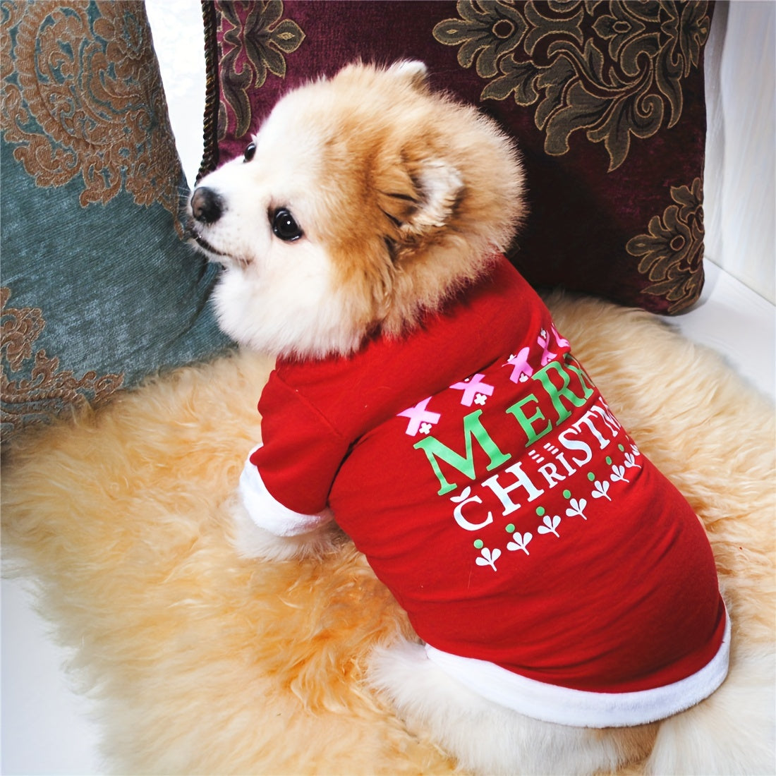 Striped Festive Dog Hoodie - Hoodies with Letter Graphic, New Year Style, Soft and Cozy Pet Sweatshirt for Christmas and Festival Wearing, Adorable Dog Apparel for Small to Large Breeds
