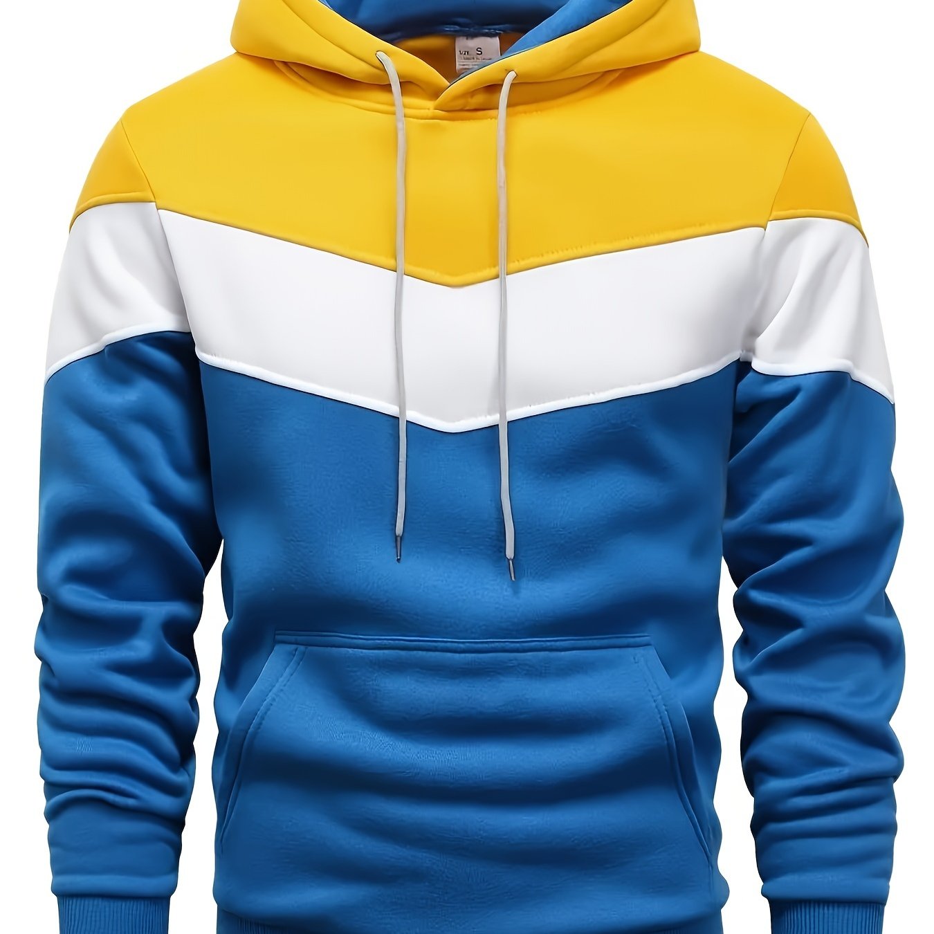 Color Block Print Hoodie, Cool Hoodies For Men, Men's Casual Graphic Design Pullover Hooded Sweatshirt With Kangaroo Pocket Streetwear For Winter Fall, As Gifts