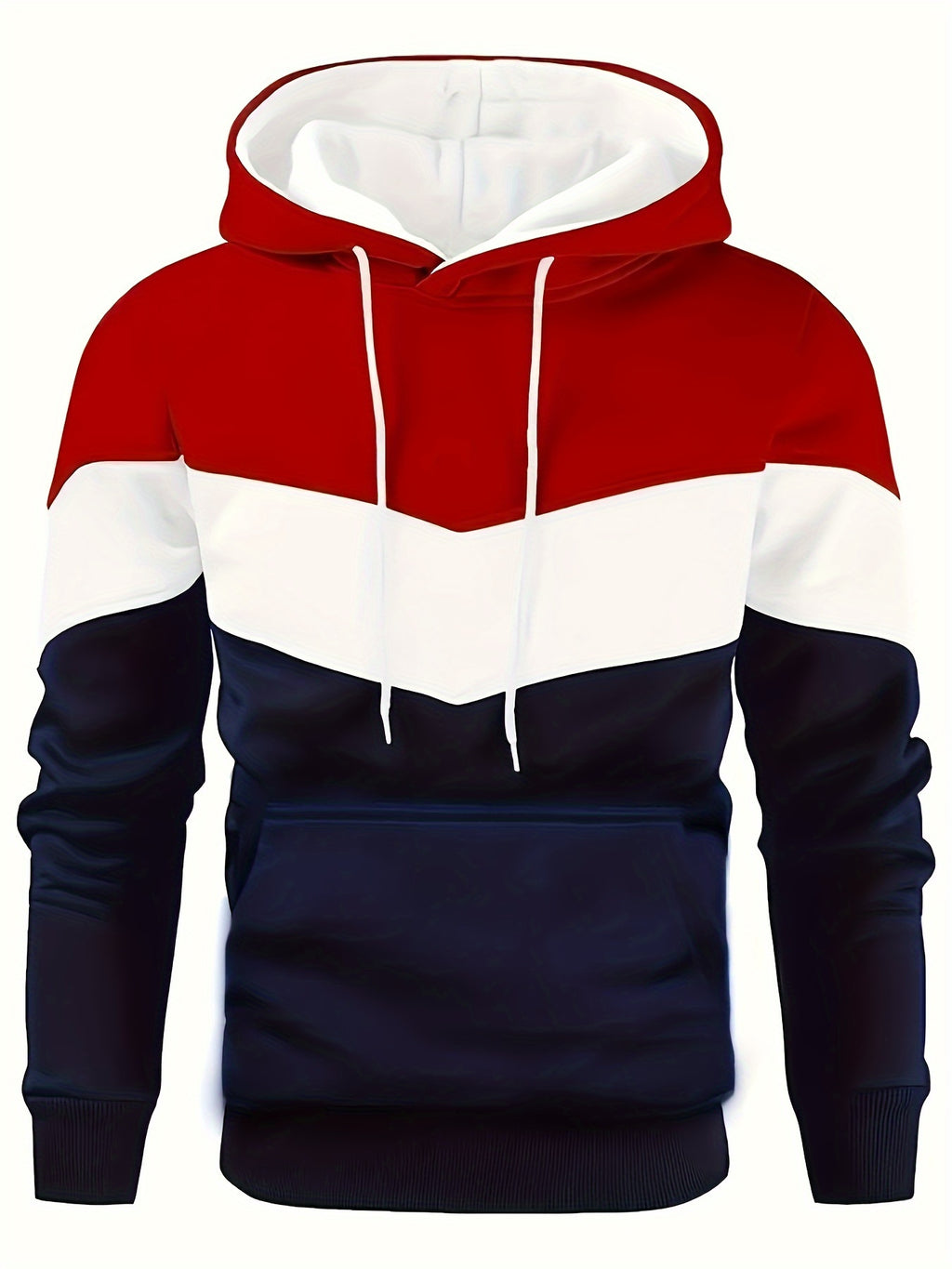 Color Block Print Hoodie, Cool Hoodies For Men, Men's Casual Graphic Design Pullover Hooded Sweatshirt With Kangaroo Pocket Streetwear For Winter Fall, As Gifts