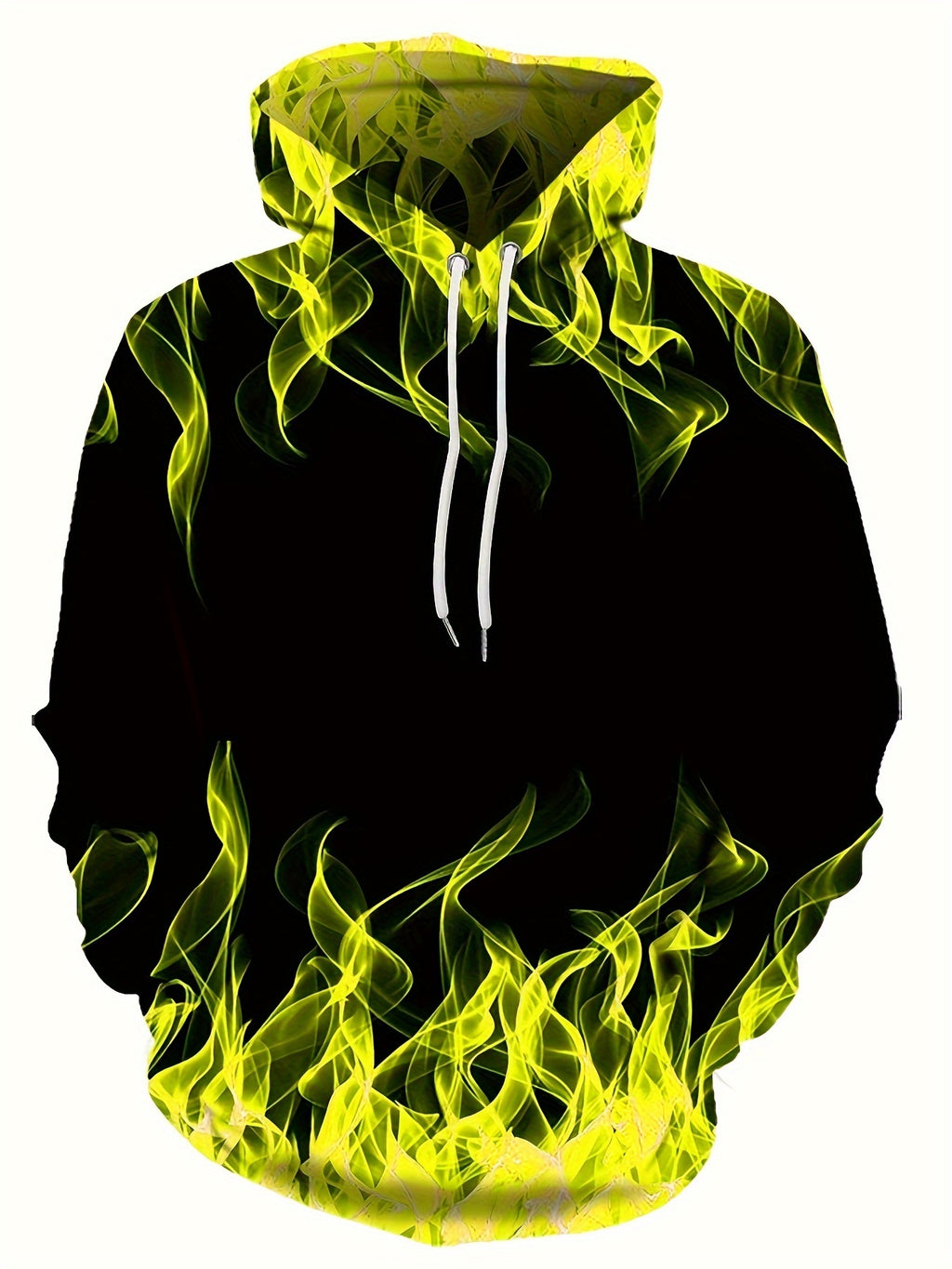 Creative Flame Print Hoodie, Cool Hoodies For Men, Men's Casual Graphic Design Pullover Hooded Sweatshirt With Kangaroo Pocket Streetwear For Winter Fall, As Gifts
