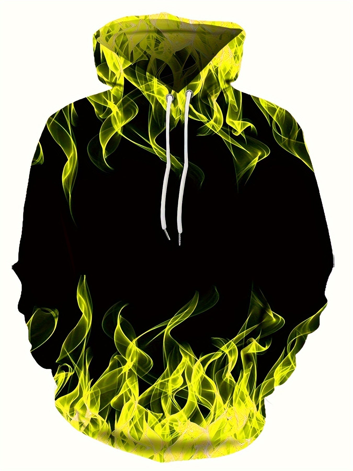Creative Flame Print Hoodie, Cool Hoodies For Men, Men's Casual Graphic Design Pullover Hooded Sweatshirt With Kangaroo Pocket Streetwear For Winter Fall, As Gifts