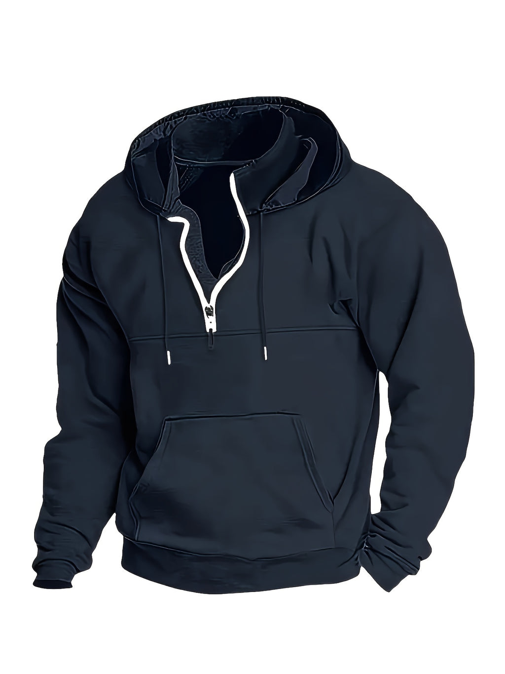 Men's Casual Half-Zip Hooded Sweatshirt: Cool Winter Fall Streetwear Hoodies for Men