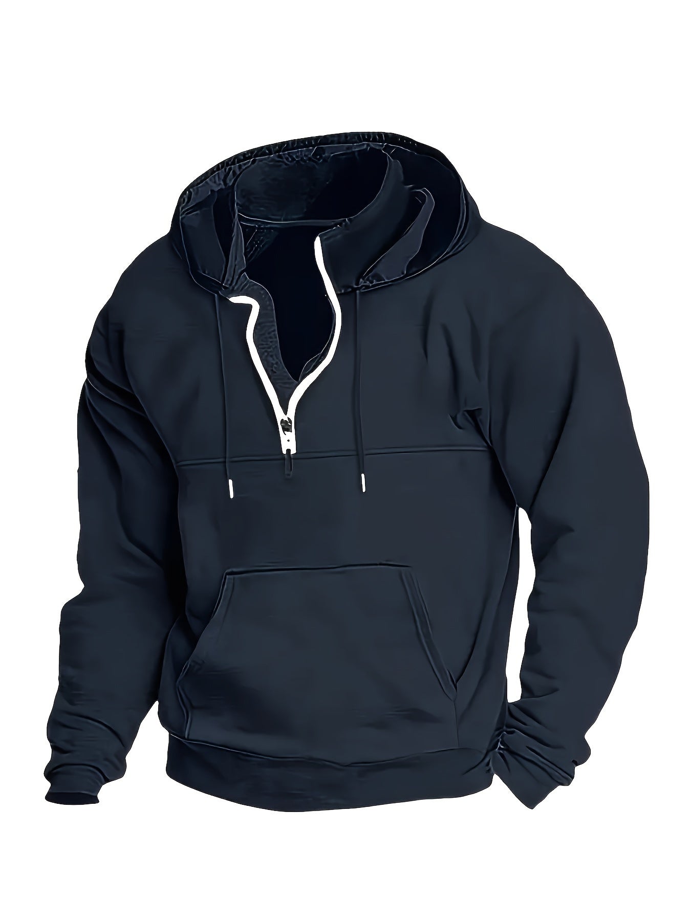 Men's Casual Half-Zip Hooded Sweatshirt: Cool Winter Fall Streetwear Hoodies for Men