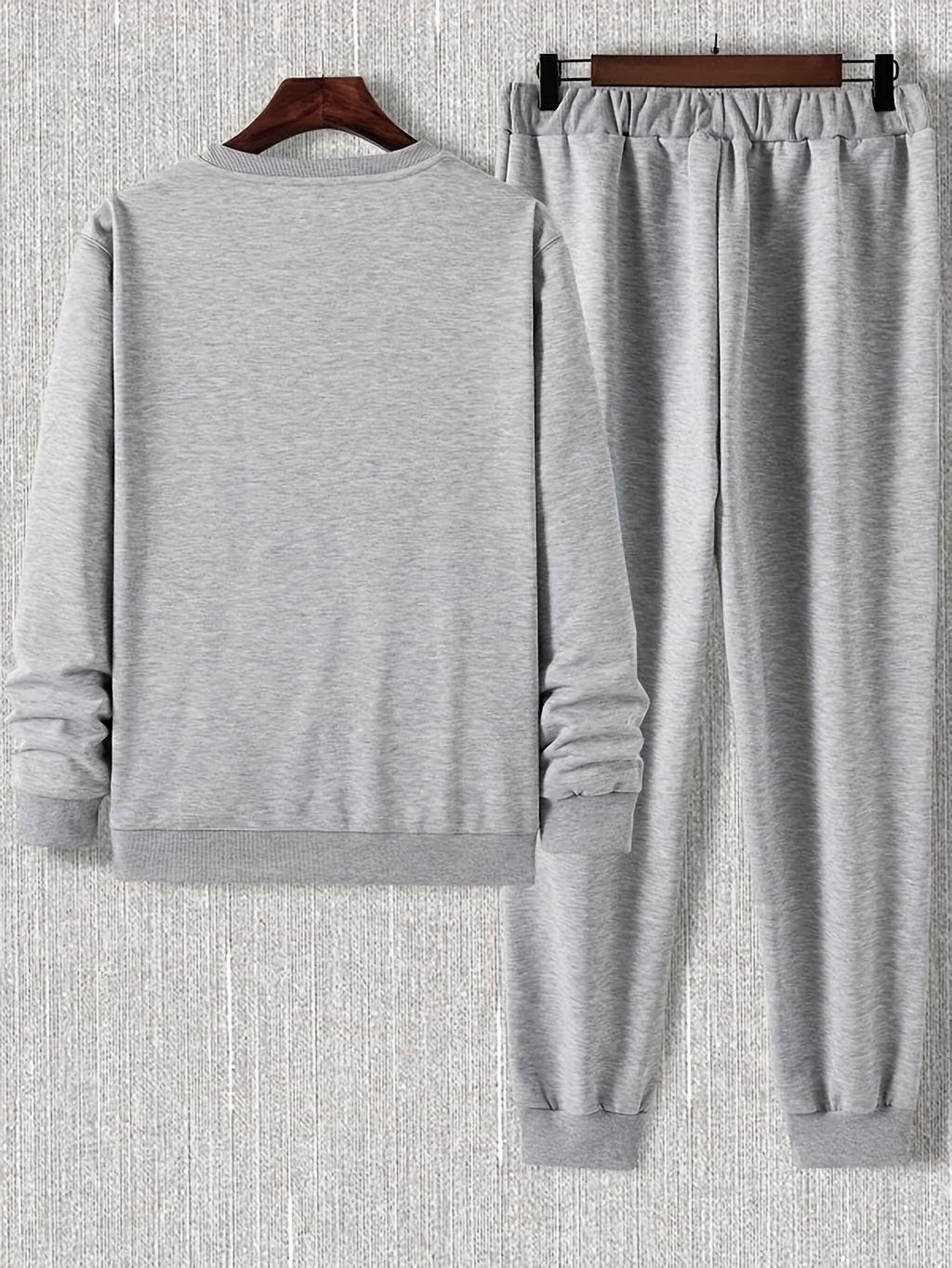 2Pcs Trendy Cream Letters Print Outfit Set - Soft Casual Hoodies Long Sleeve Hooded Shirts Pullover Sweatshirt, Drawstring Sweatpants Joggers for Spring Fall - Men's Comfortable Clothing for Everyday Wear