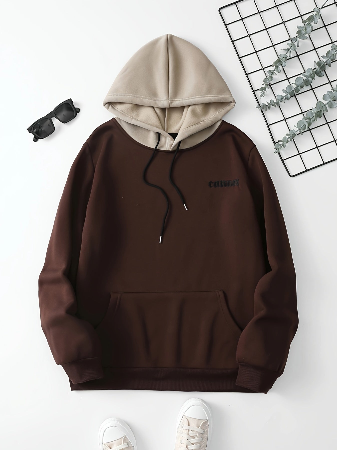 Color Block Cool Hoodies For Men, Men's Casual Graphic Design Hooded Sweatshirt Streetwear For Winter Fall, As Gifts