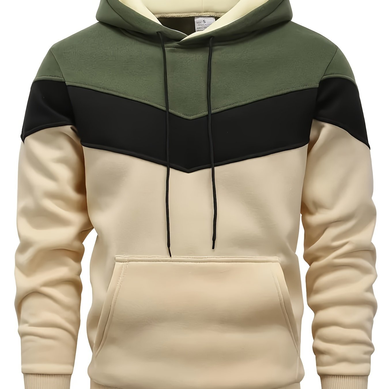 Color Block Print Hoodie, Cool Hoodies For Men, Men's Casual Graphic Design Pullover Hooded Sweatshirt With Kangaroo Pocket Streetwear For Winter Fall, As Gifts