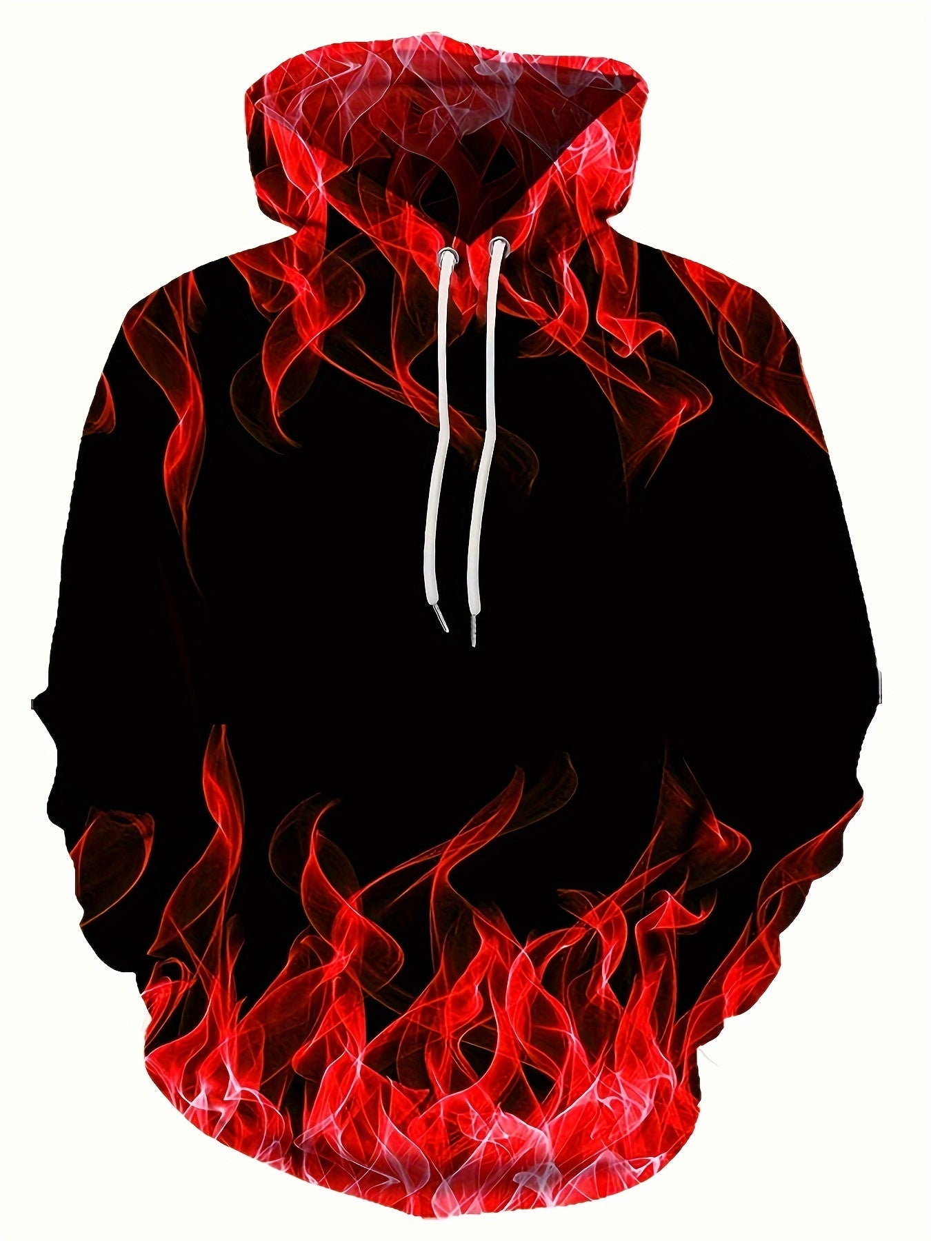 Creative Flame Print Hoodie, Cool Hoodies For Men, Men's Casual Graphic Design Pullover Hooded Sweatshirt With Kangaroo Pocket Streetwear For Winter Fall, As Gifts