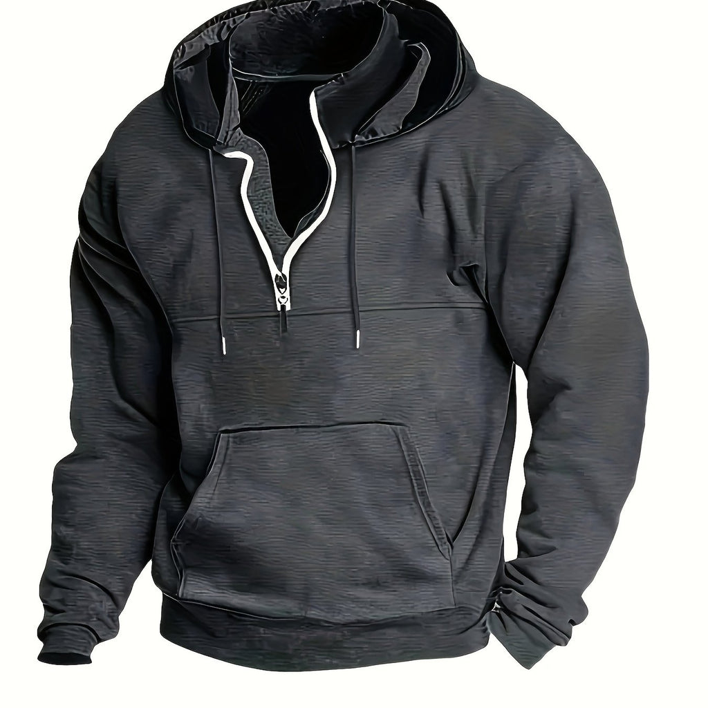 Men's Casual Half-Zip Hooded Sweatshirt: Cool Winter Fall Streetwear Hoodies for Men