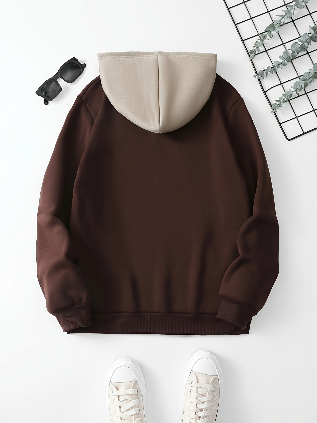 Color Block Cool Hoodies For Men, Men's Casual Graphic Design Hooded Sweatshirt Streetwear For Winter Fall, As Gifts