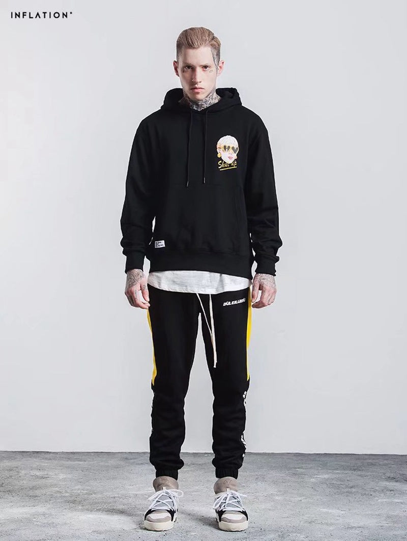 Mustard Mens |2022 autumn color stripe English Monogrammed casual pants pants pants elastic pedal