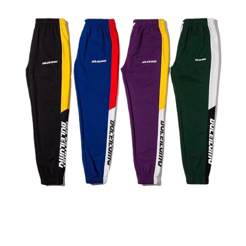 Mustard Mens |2022 autumn color stripe English Monogrammed casual pants pants pants elastic pedal