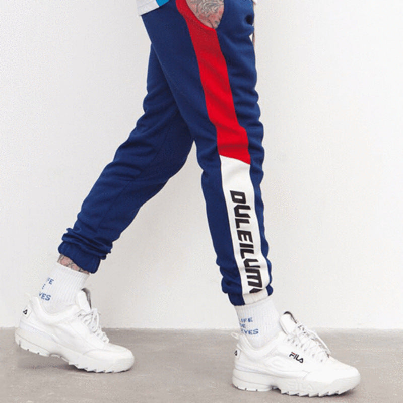 Mustard Mens |2022 autumn color stripe English Monogrammed casual pants pants pants elastic pedal