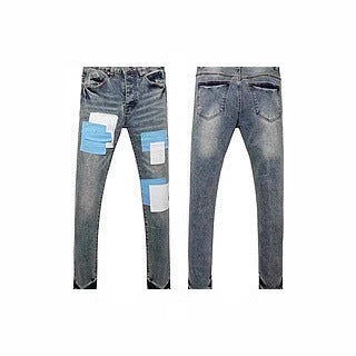 Black Slim-Fit Jeans Cross-Border P Brand New Stretch Skinny Men&#039;s Casual Temu Pants Tk