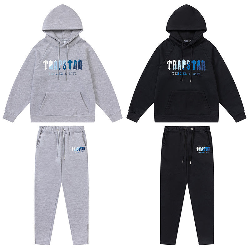 Cross-Border Export Trendy Brand Tra Rainbow Gradient Letters Tiger Head Embroider Hooded Sweatshirt Sports Sweatpants Men&#039;s And Women&#039;s Suits