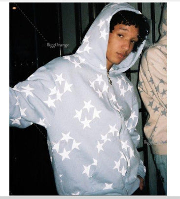 European And American Street Clothing Hoodie Zipper Sweatshirt A Figure To Make Gothic Jacket Jacket Coat Stars