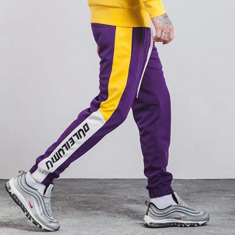 Mustard Mens |2022 autumn color stripe English Monogrammed casual pants pants pants elastic pedal