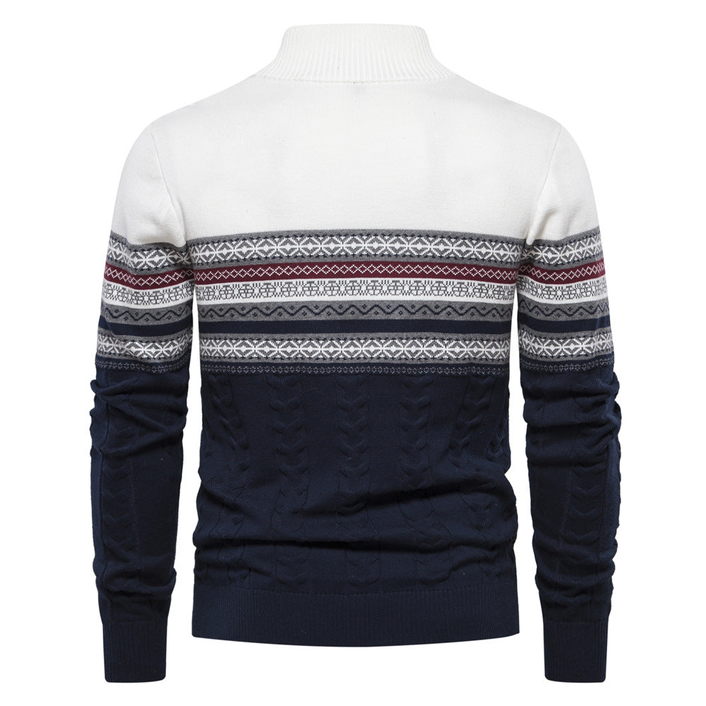 New Trendy Stand Collar Men&#039;s Sweater Half Zipper Knitted High Quality All-matching Men&#039;s Clothing