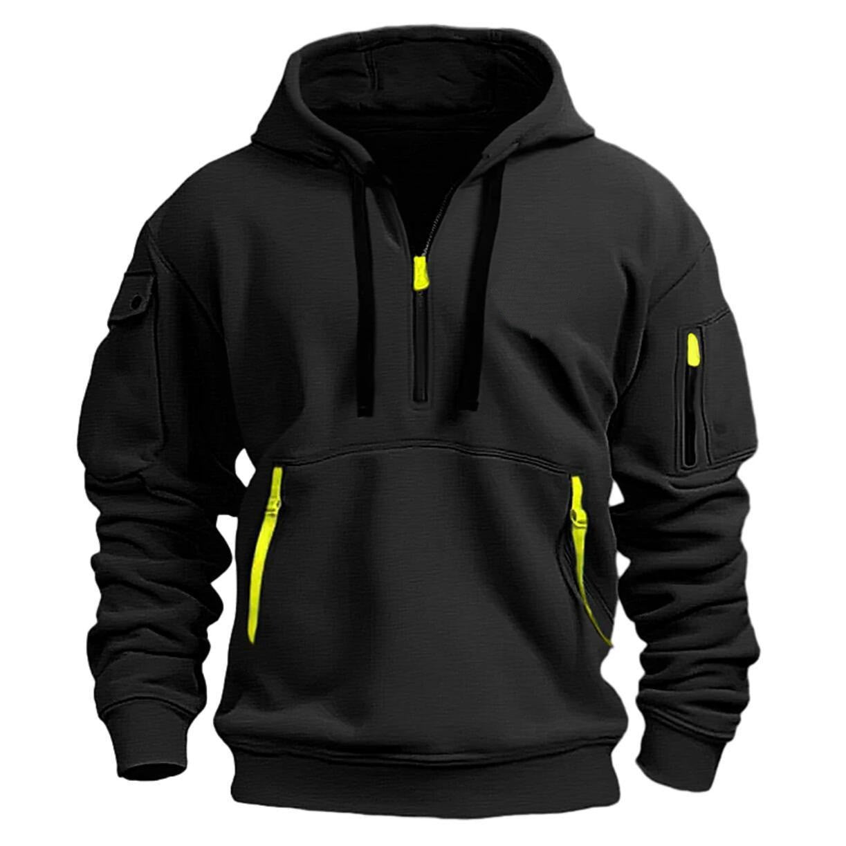 Men&#039;s Sports And Leisure Sweatshirt Hooded Pullover Zipper Multi-Flap Pocket Pants Men&#039;s Sweatshirt Jacket