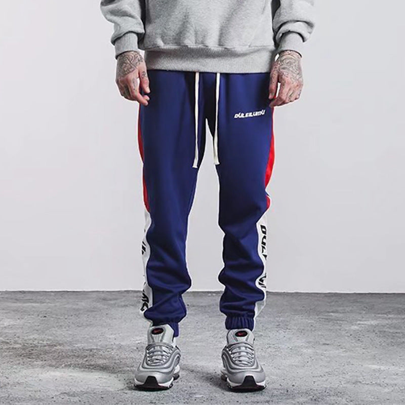 Mustard Mens |2022 autumn color stripe English Monogrammed casual pants pants pants elastic pedal