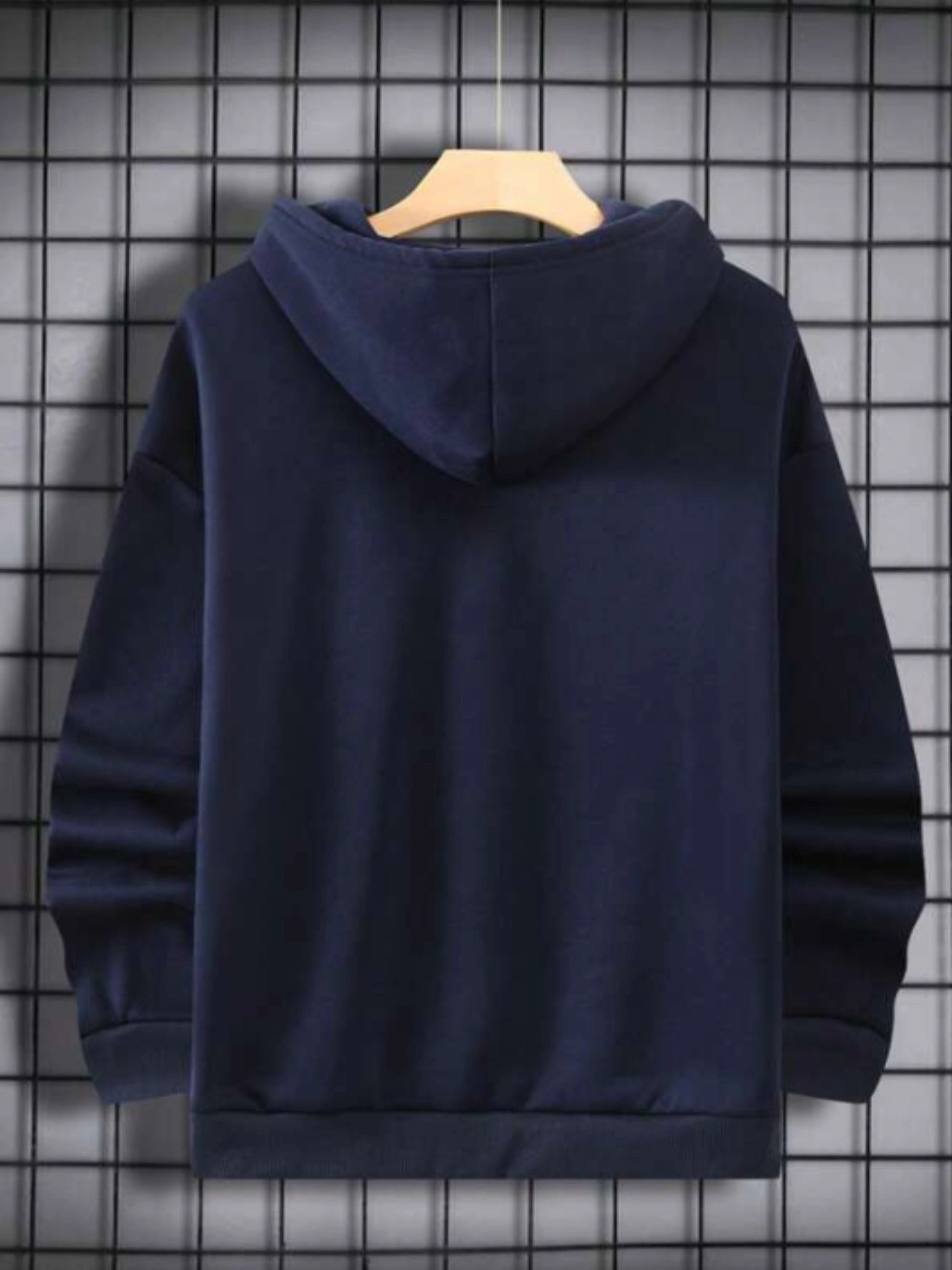 [Graphic Hoodie, Comfy Trendy] Comfy Graphic Hoodie - Solid Color Hoodies For Men - Kangaroo Pocket Loose Drawstring Trendy Hooded Pullover For Autumn Winter