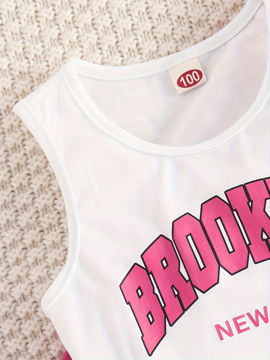 3pcs BROOKLYN Print Outfits Girls Hoodies + Tank Top + Jogger Pants Set Sports Spring Fall
